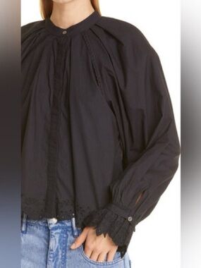Isabel Marant ÉTOILE Black Ciladwel Embroidered Blouse top Long Sleeve